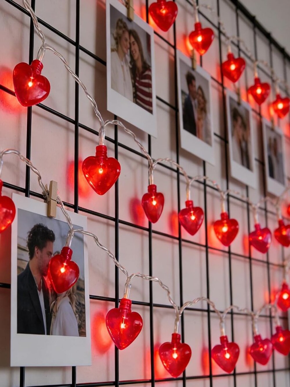 14.7ft 40LED Valentines Day Decorations String Lights, Battery Operated Heart Sh